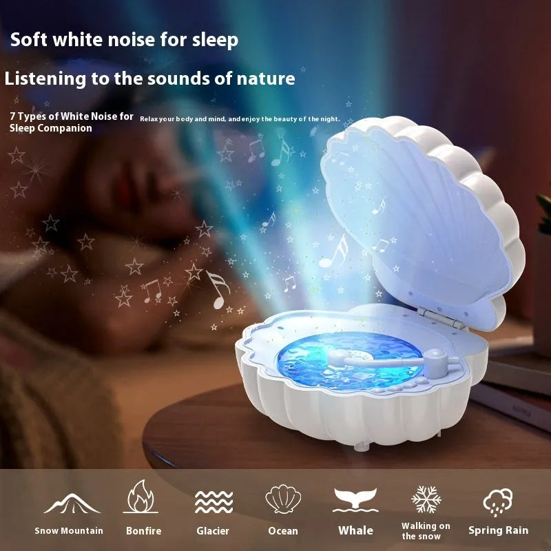 Retro vinyl record player shell lamp with Bluetooth speaker and LED lighting in blue colour variant