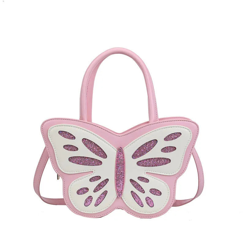 Square crossbody bag in white, pink, blue, or black with contrast colour detailing