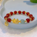 Women's floral glazed zodiac animal bracelet with ice crack texture and electroplated finish