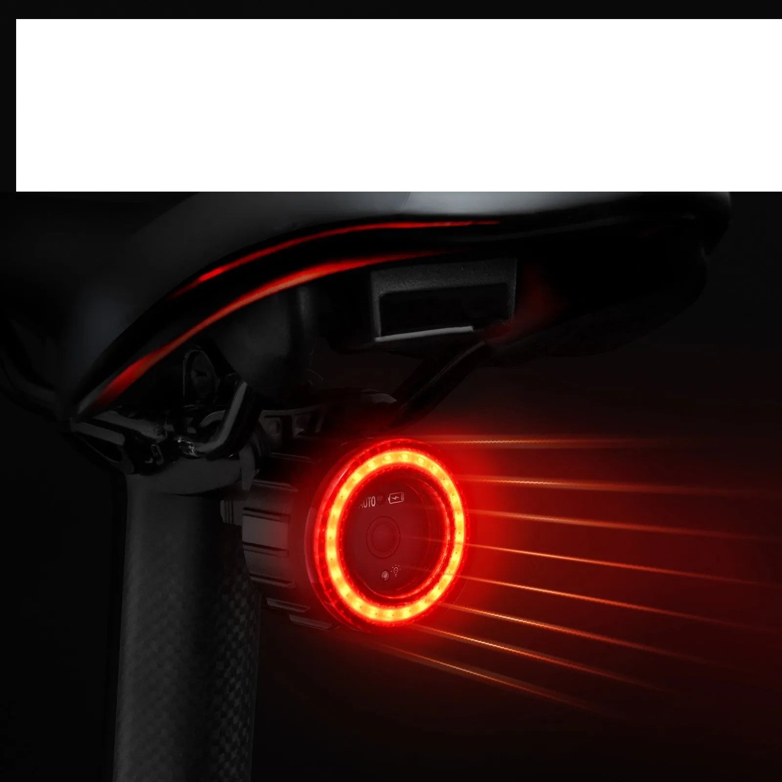 Black intelligent induction bicycle brake taillight with seat tube mounting bracket