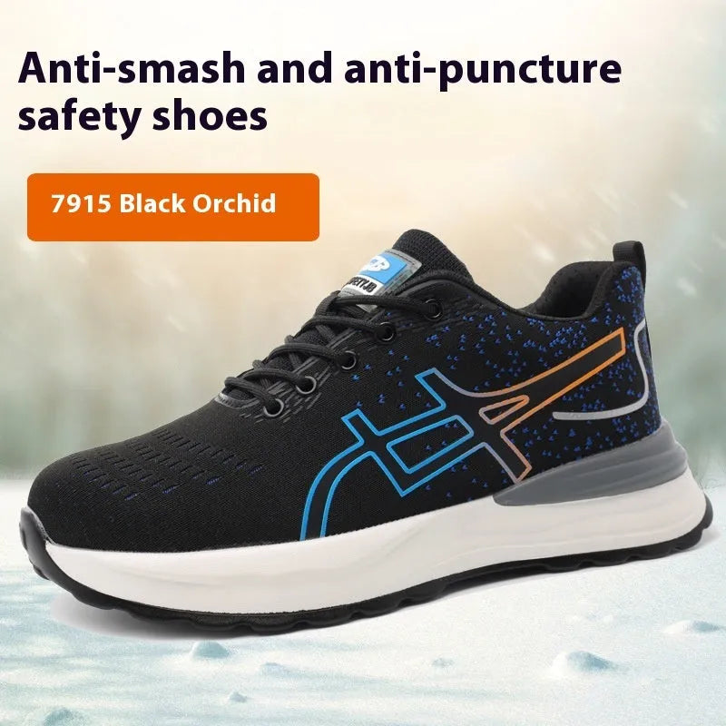 Brown leather anti-smashing labour protection shoes with rubber sole for workplace safety