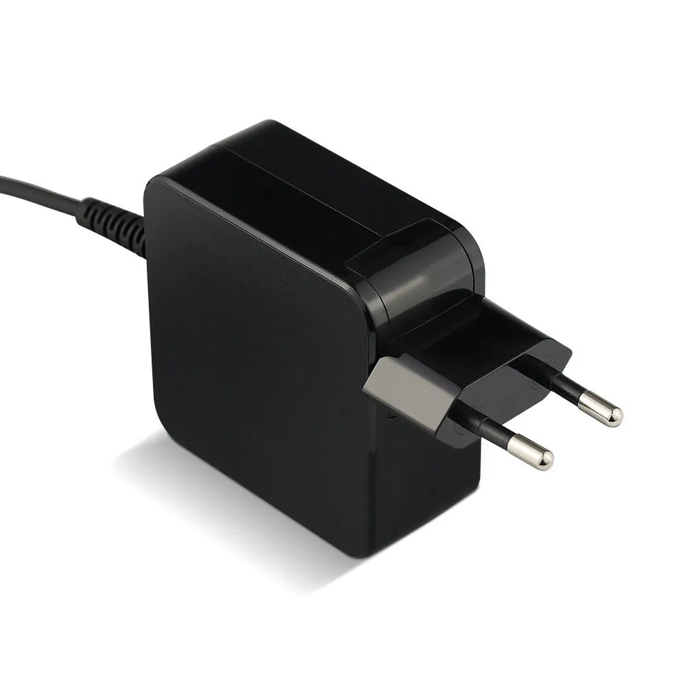 Black 45W laptop adapter with American plug and DC connector