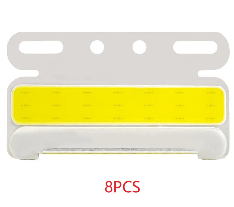 COB LED truck side light with grounded tyre light in aluminium alloy housing, shown in multiple colours.