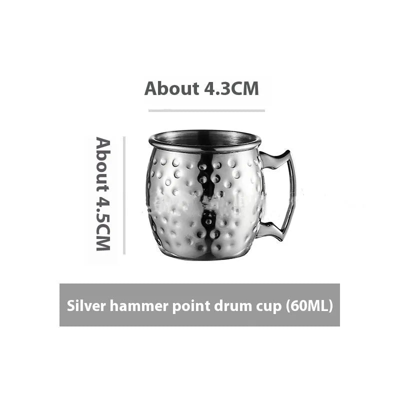 Stainless steel Moscow Mule copper plated cup with glass lining and hammer point texture