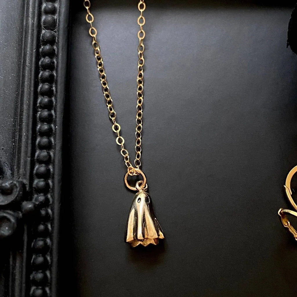 Ghost pendant necklace with titanium steel charm on stainless steel twisted chain