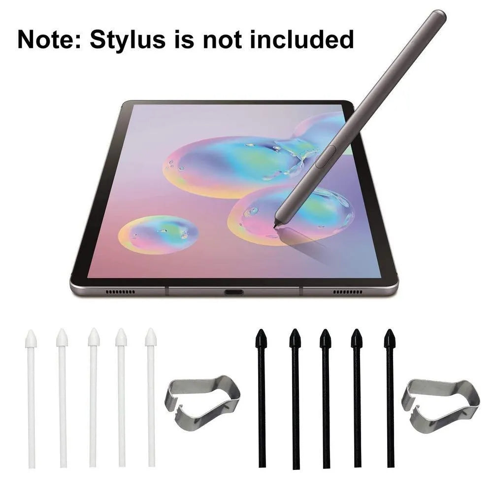 Rotating stylus tip refill 5-pack in black, white, and grey for Samsung S6 S7 N10 N20