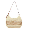 Women's straw cross body bag with sandwich pocket in khaki colour