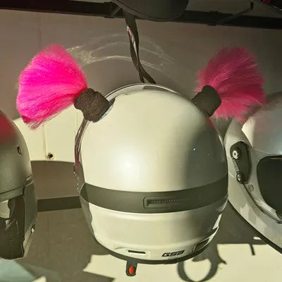 Helmet decorative balls and braids accessory kit with ten style choices and adhesive for motorcycle and ski helmets