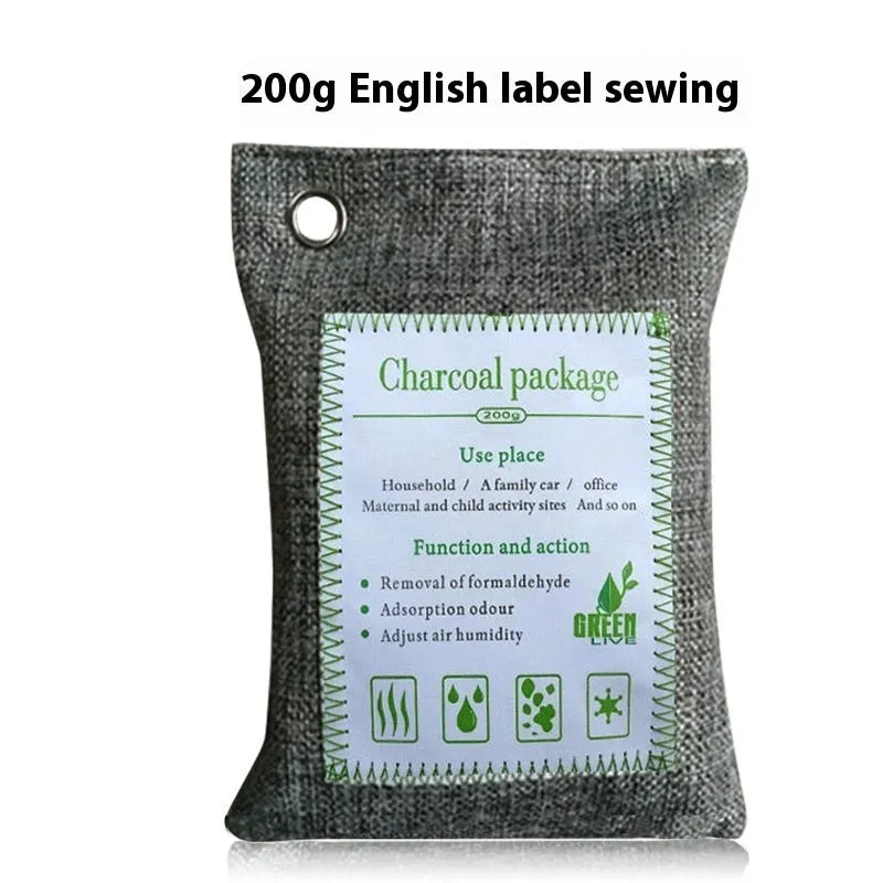 Bamboo charcoal wrapped activated carbon air purification pouches for formaldehyde removal in household settings