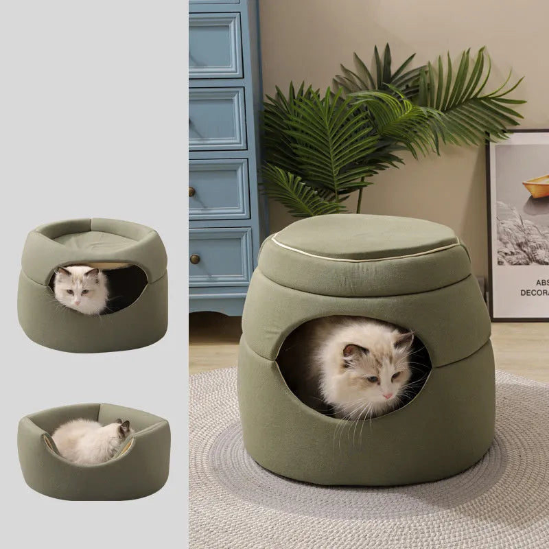 Tree hole cat litter kennel in blue, 45x33x37cm, for small dogs and cats