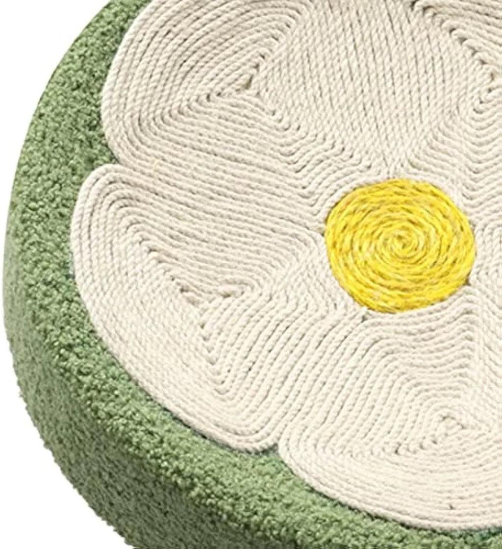 Green round cat scratcher bowl lounge bed with sisal scratching surface measuring 39cm diameter