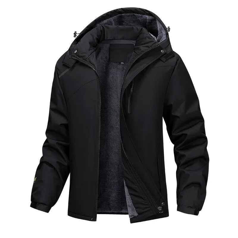 Men's plus size loose hooded coat in polyester, available in four colours and sizes L to 7XL