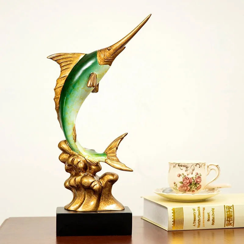 European swordfish decorative ornament made of resin in a choice of four colours.