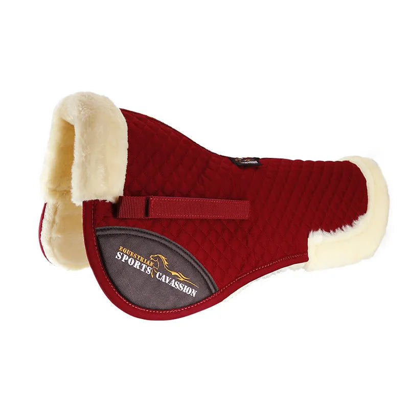 Wool riding saddle pad with foam filling for equestrian and cycling shock absorption