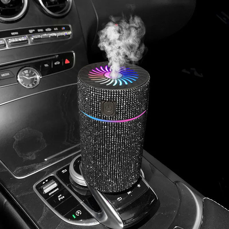 Car mounted air purification humidifier with diamond design in seven colour options