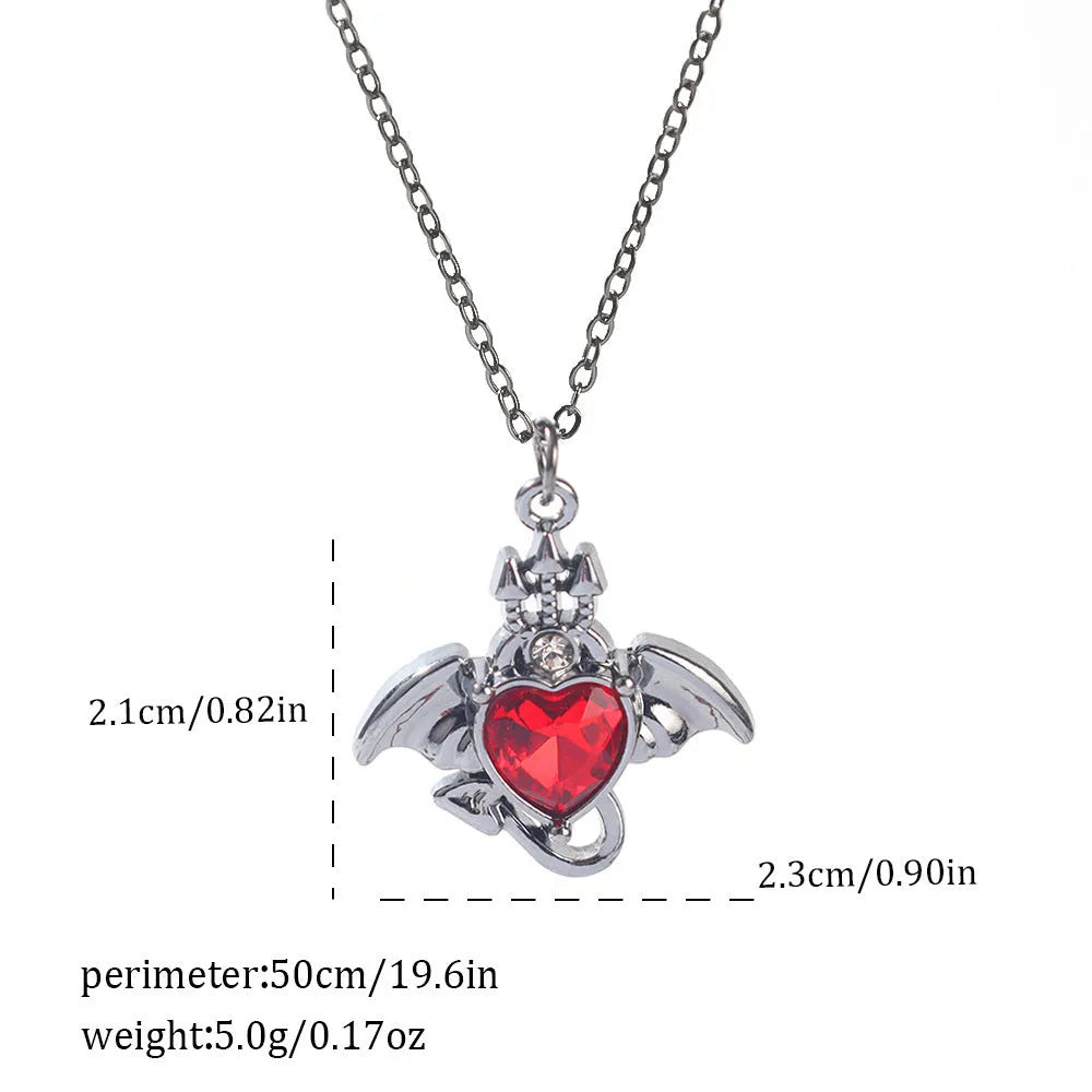 Dark Halloween necklace with zinc alloy electroplated pendant showing spider web and bat designs on regular chain