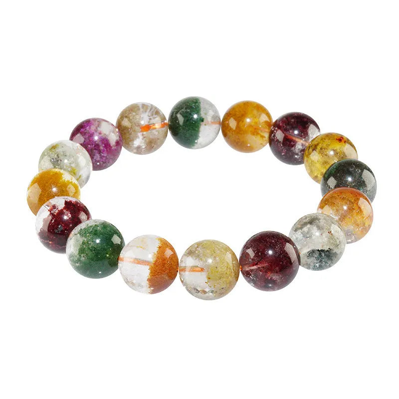 Crystal bracelet with colourful ghost cornucopia design in ethnic style, 10mm spherical beads