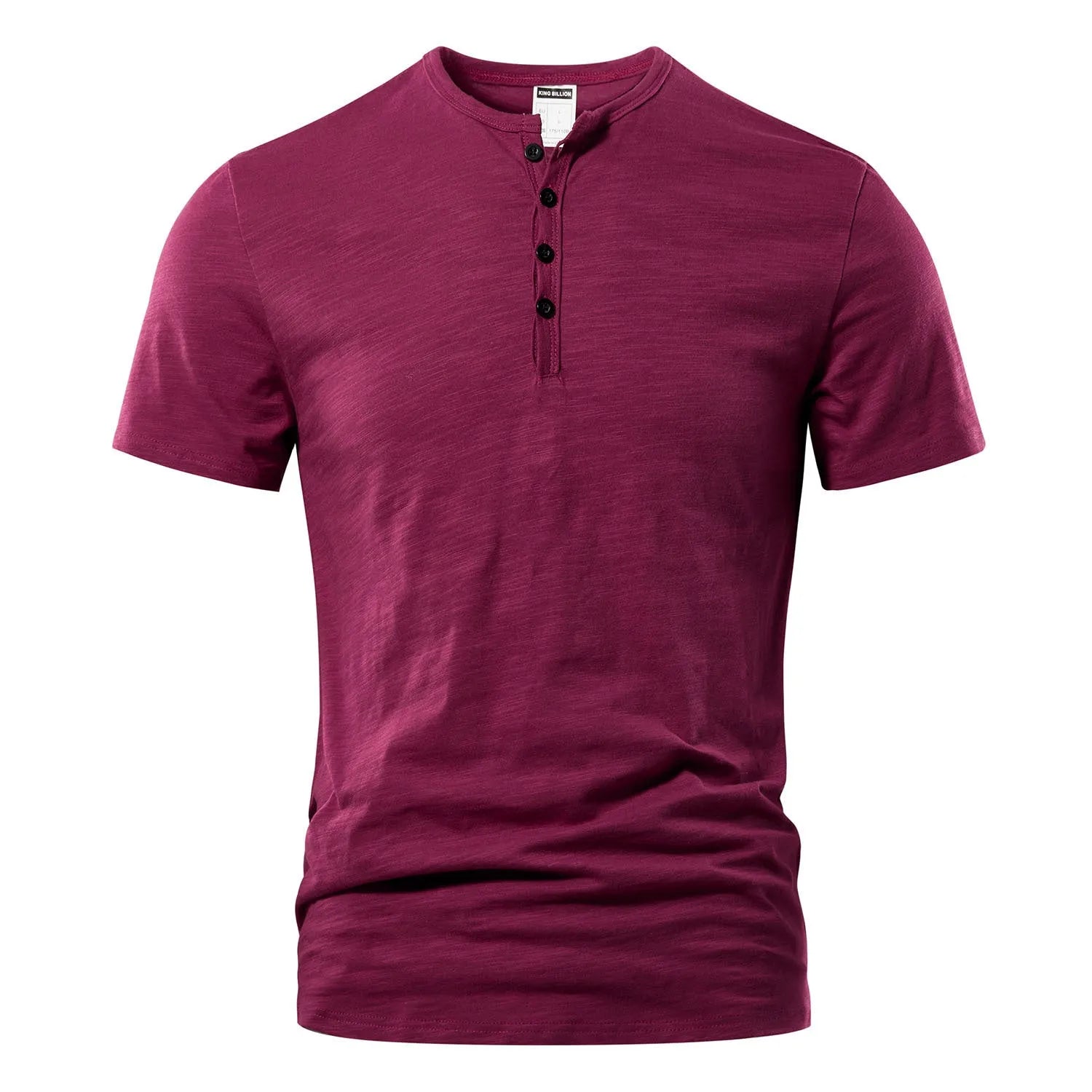 Men's slub cotton casual short sleeve T-shirt in solid colour British style pullover
