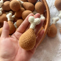 Plush crocheted chicken leg pendant key chain approximately 8 cm soft decoration for bags