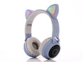 Cartoon style cat ears wireless Bluetooth headset showing colour options with head-mounted design