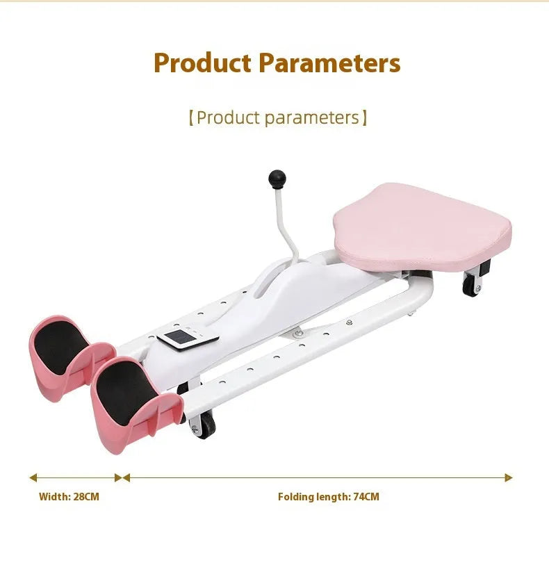 Pink horse leg opener flexibility equipment with steel frame and foam padding for dance training