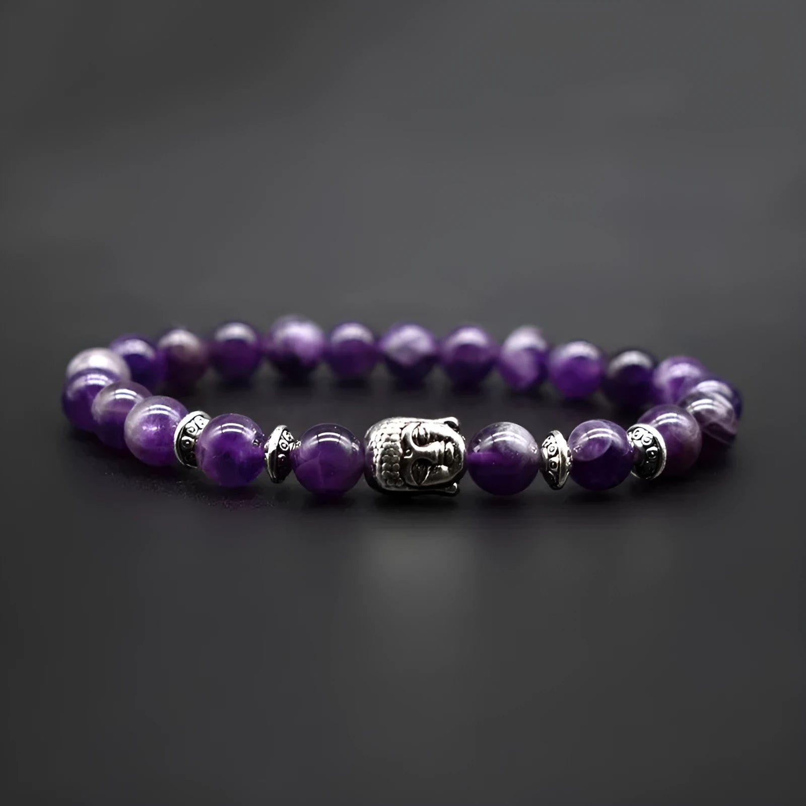 Tiger Eye bracelet with 19mm Buddha head charm, manual craft, unisex design.