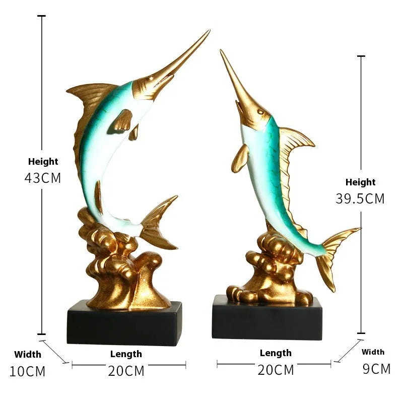 European swordfish decorative ornament made of resin in a choice of four colours.