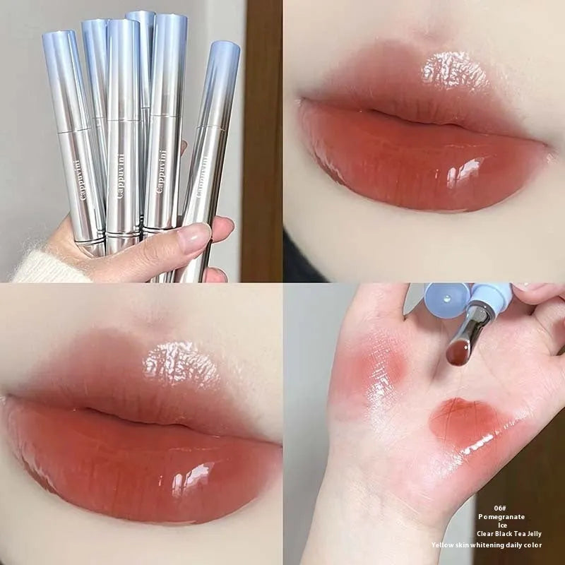 Mirror Water Light lip gloss lipstick in six ice colours including almond and raspberry shades