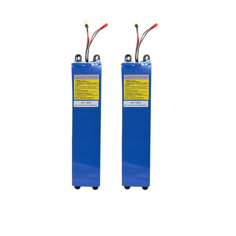 36V lithium-ion battery pack for electric scooter replacement with capacity options shown.