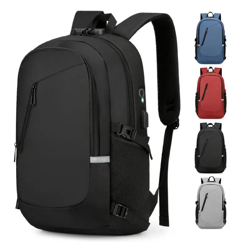Oxford cloth computer backpack in blue with 20-35L capacity and 50x31x19cm dimensions