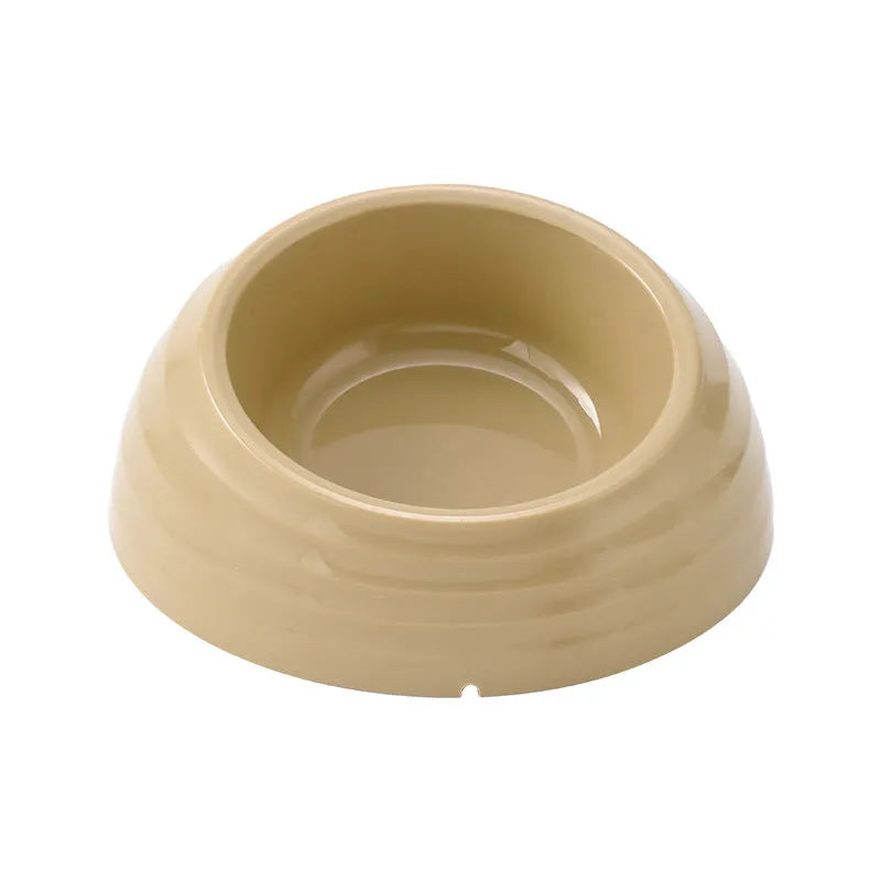 Stainless steel cat bowl with plastic base in beige, brown and light green colour options