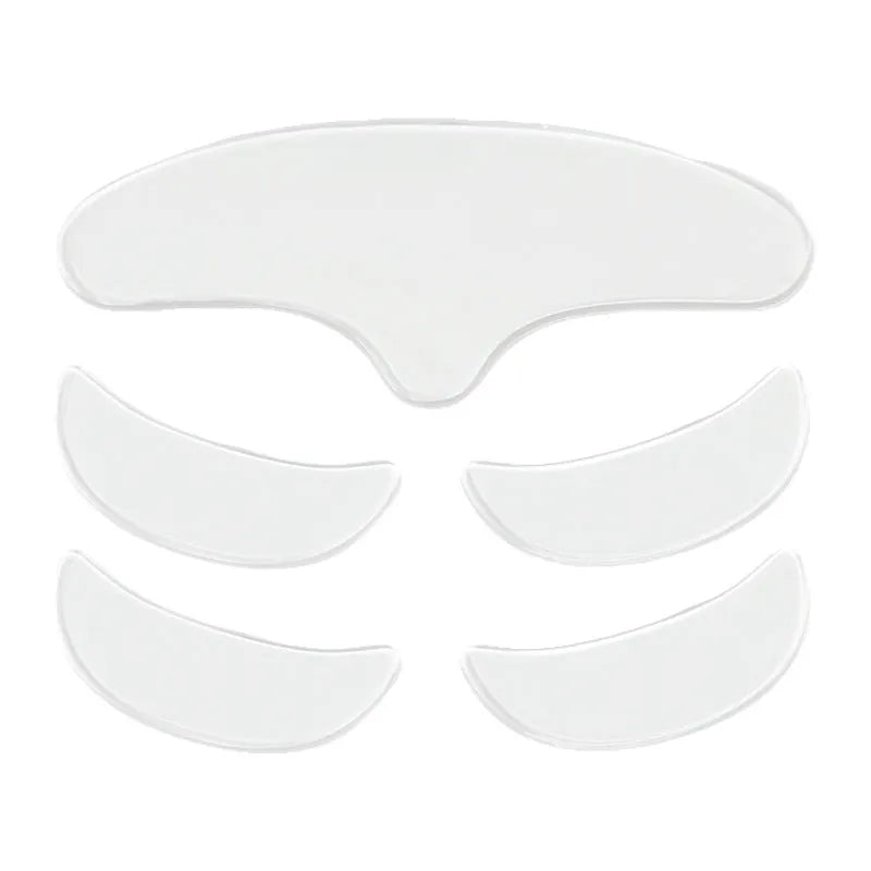 Five silicone anti-wrinkle face stickers set for reusable skincare application