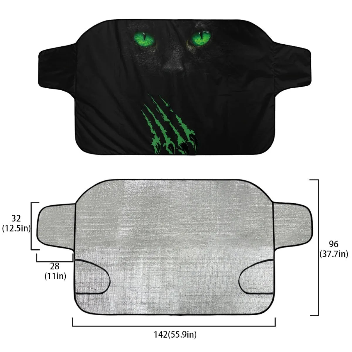 Car snow protection front cover made of aluminium film foam polyester fabric with lanyard straps