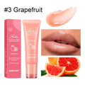 Women's lip gloss applicator in one of four fruit flavours: yellow peach, berry, grapefruit, or grape.