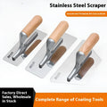 Stainless steel putty scraper with wooden handle for decorative floor and wall compound application