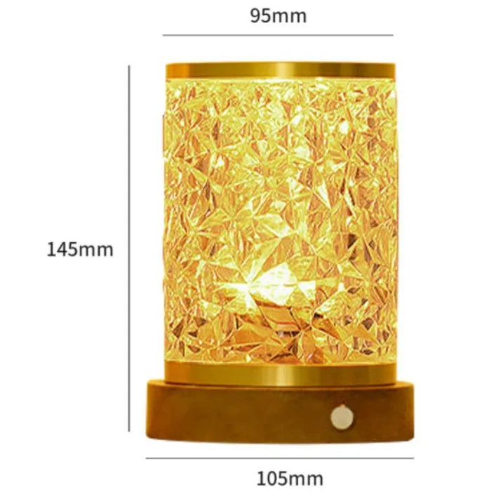 Small rotating water ripple night light with acrylic shade on solid wood base