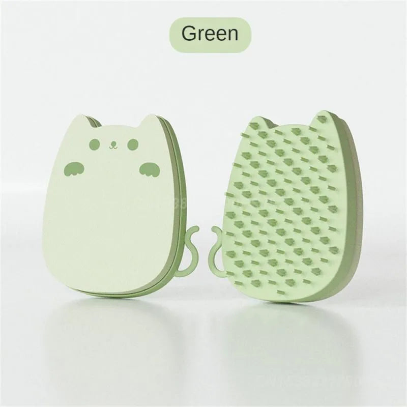 Blue silicone sponge pet grooming brush with dual comb teeth for cats and dogs hair removal