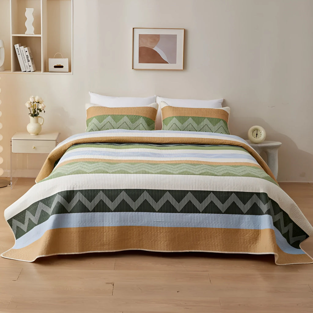 Pure cotton printed bed sheet set in bedspread style for a 2.2 metre bed.