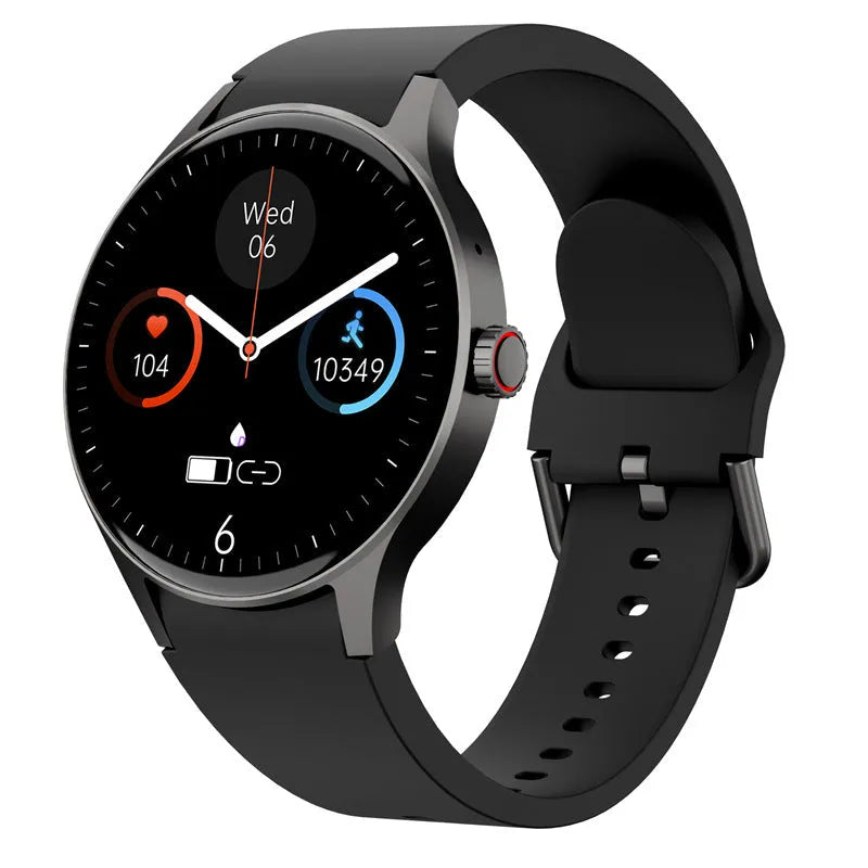 Men's and women's Bluetooth smart sport watch with round display showing fitness metrics