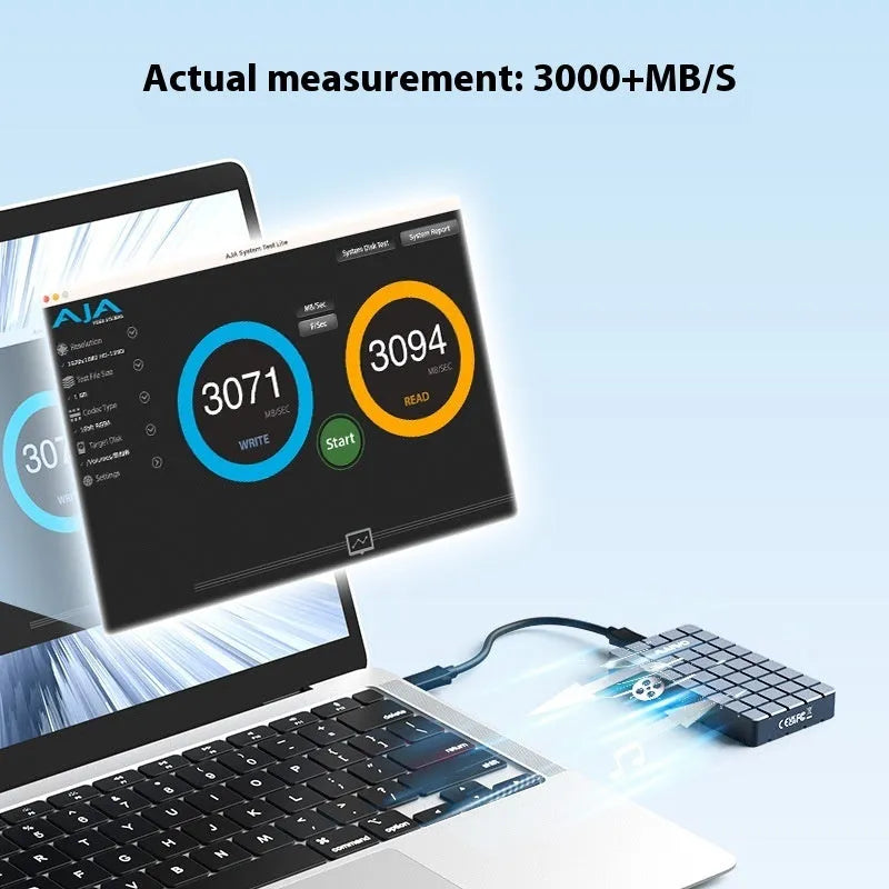 USB4 aluminium hard disk enclosure with cooling fan option measuring 50x118x13mm