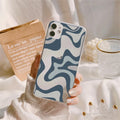 Transparent TPU soft shell phone case with striped wave pattern for iPhone