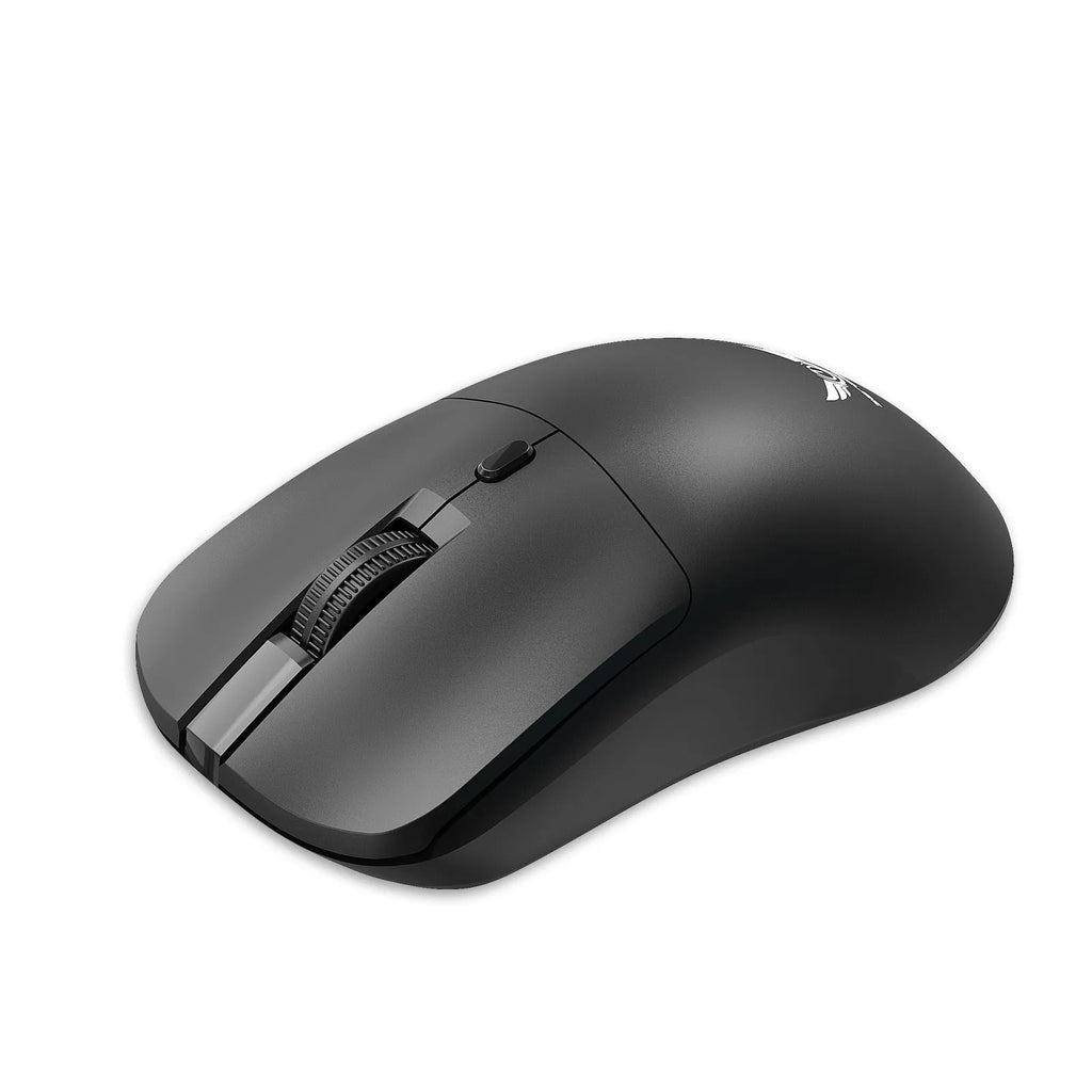 Black wireless optical mouse with audio control buttons and DPI adjustment for laptop computers