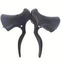Pair of aluminium alloy road bicycle brake handles in black and black silver finish.