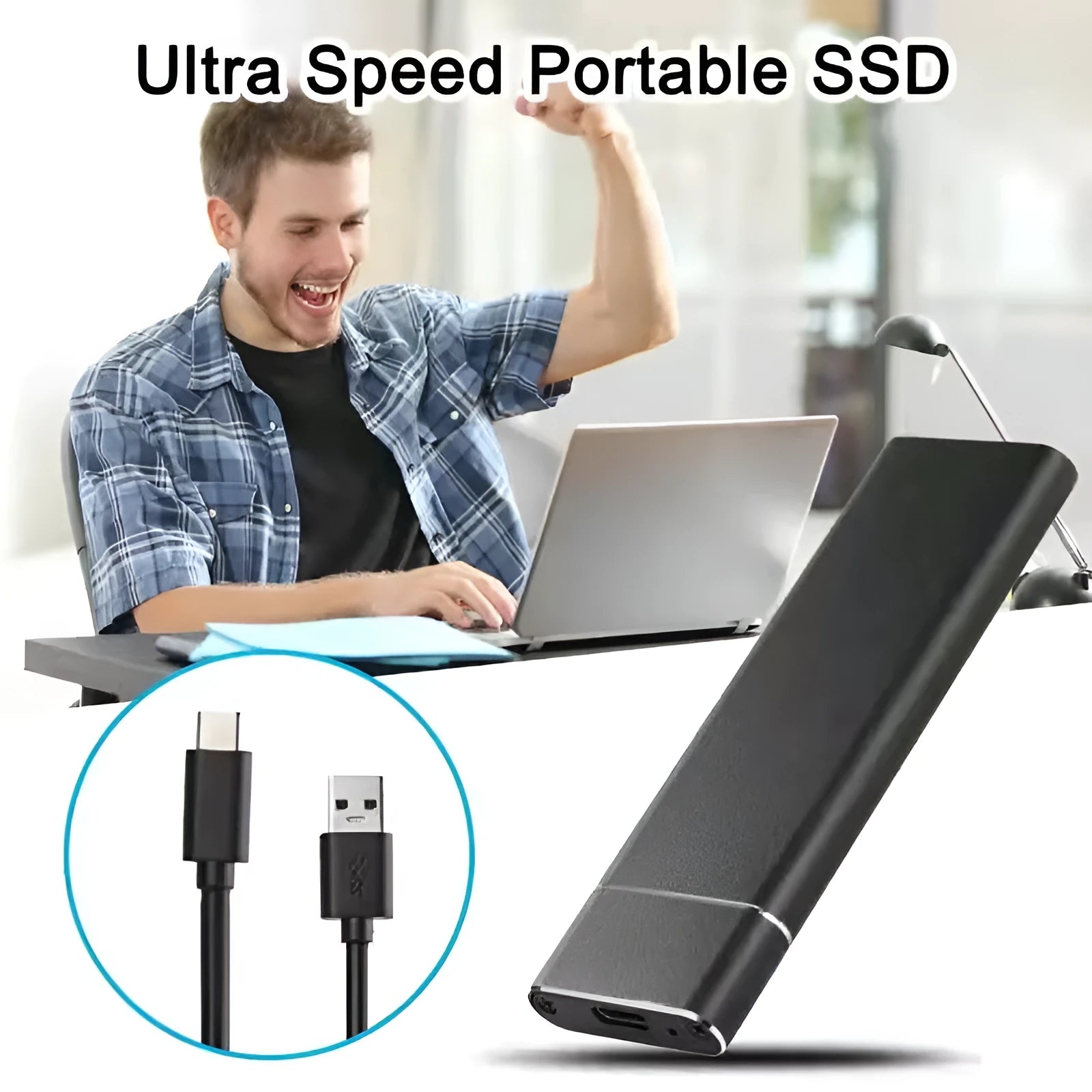 High-speed 6TB SSD mobile hard disk with metal shell in black, blue, orange, red, or silver colours.