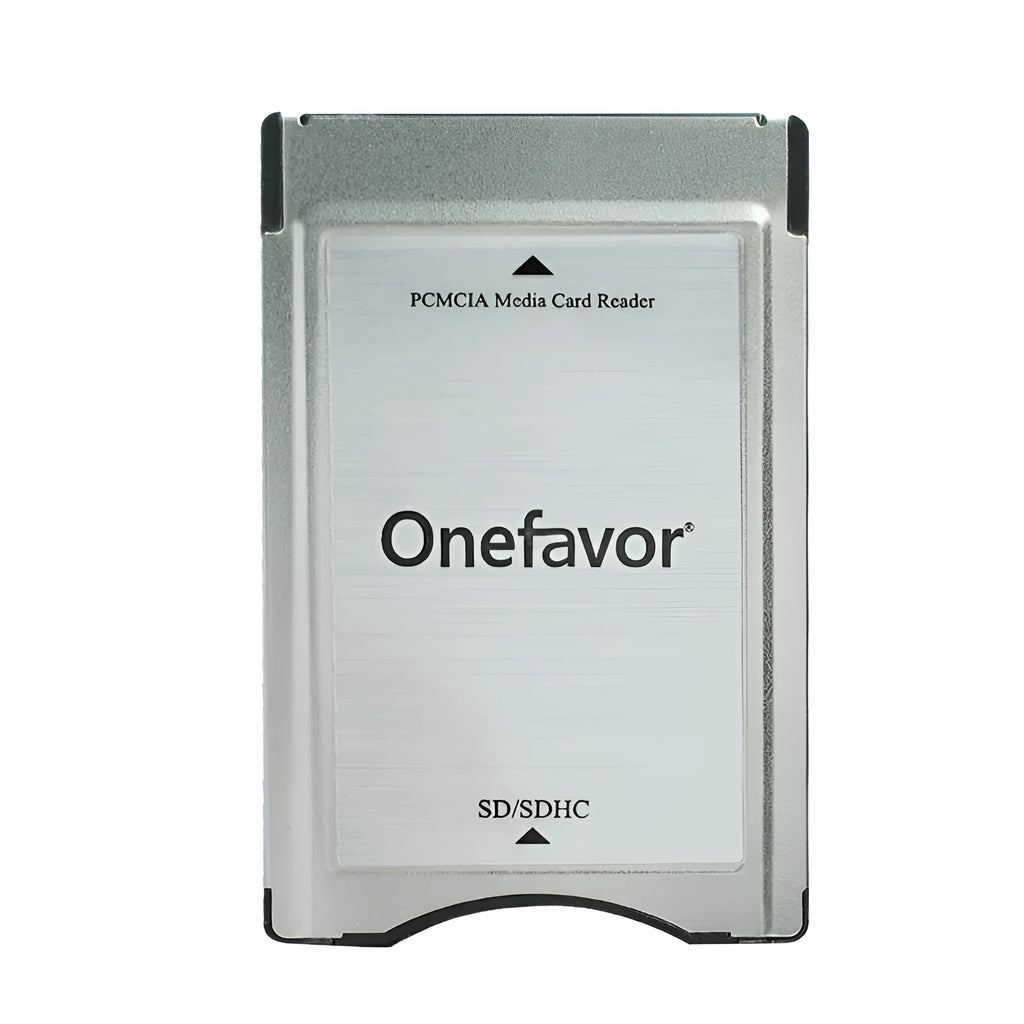 SD to PCMCIA adapter card for Mercedes-Benz with inserted 32GB SDHC card and stainless steel housing