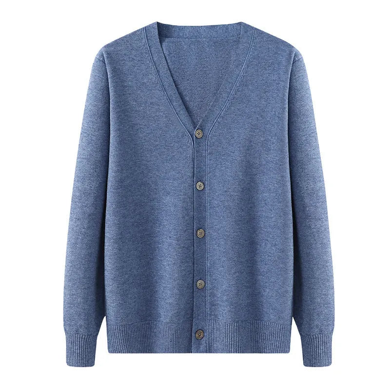 Men's V-neck Andy velvet knitted cardigan coat in loose fitting style