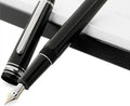 Two-colour nib fountain pen with black gold clip and pen case, 0.7mm iridium tip