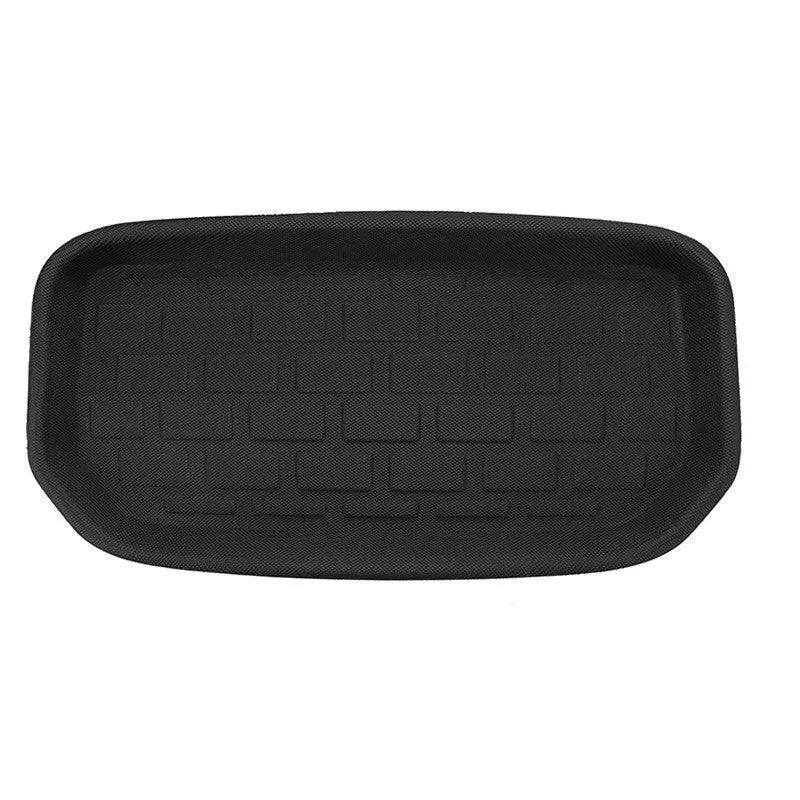 TPR floor mat set for Tesla Model Y showing foot mats, tailbox mats, and storage box mats