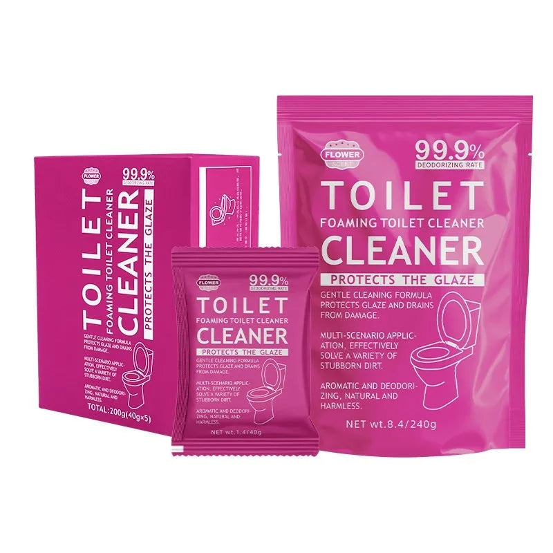 Toilet bubble powder in blue ocean or pink floral fragrance for descaling and anti-blocking