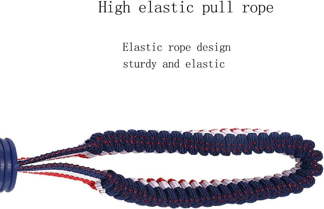 Blue rubber dog ball with rope toy for small dogs showing textured surface and 29cm length